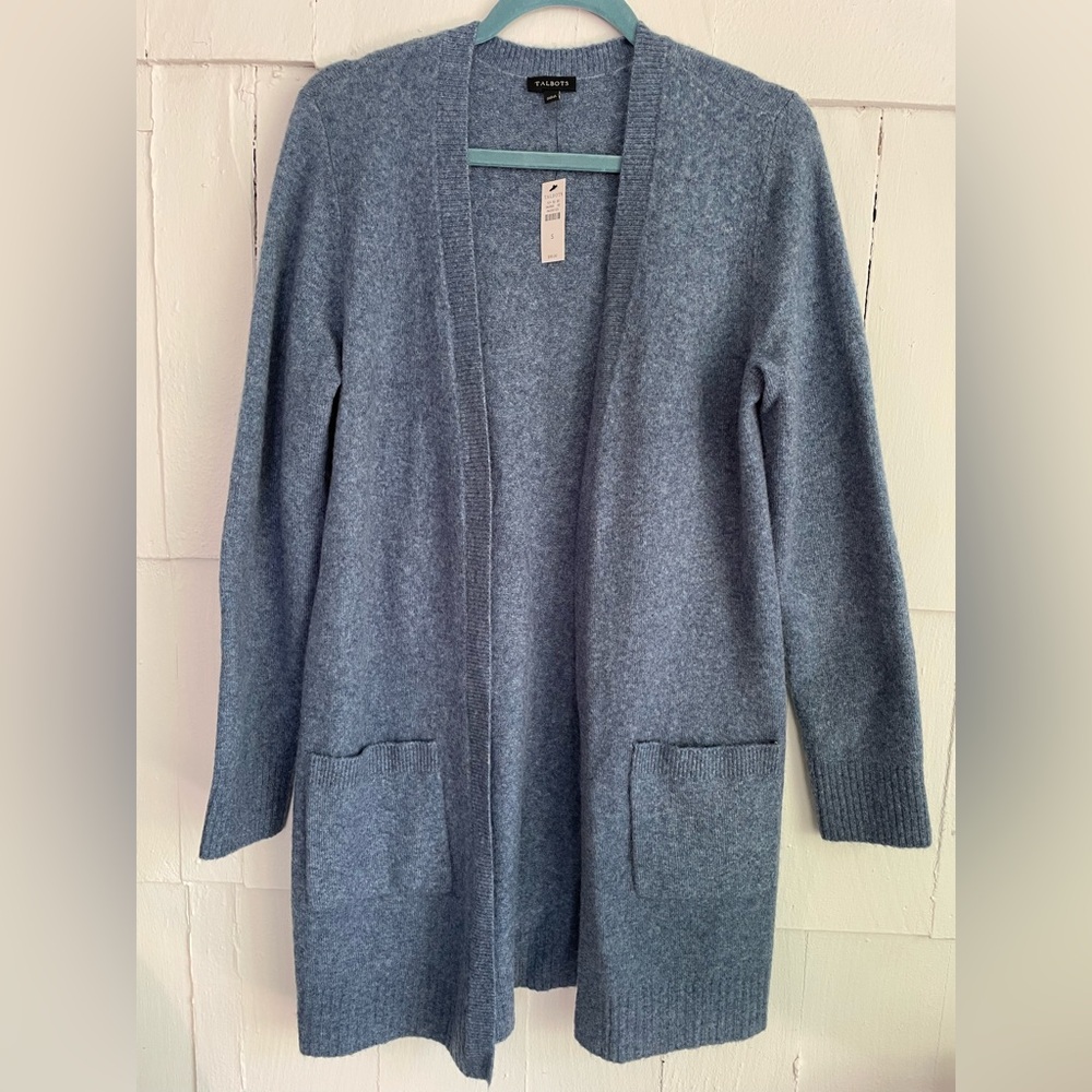 NWT Talbots Heather Blue Open Cardigan
